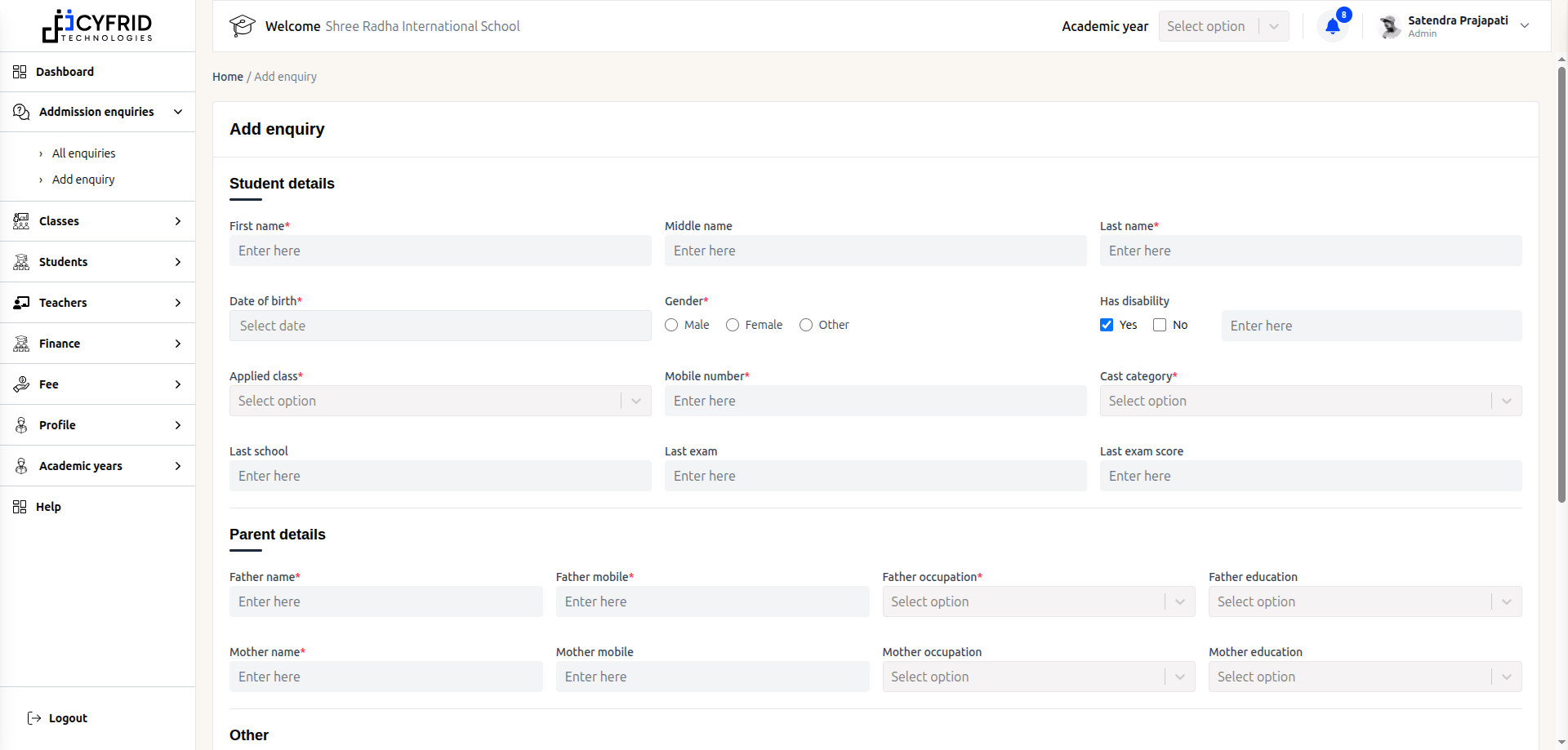 Add-Enquiry-School-ERP