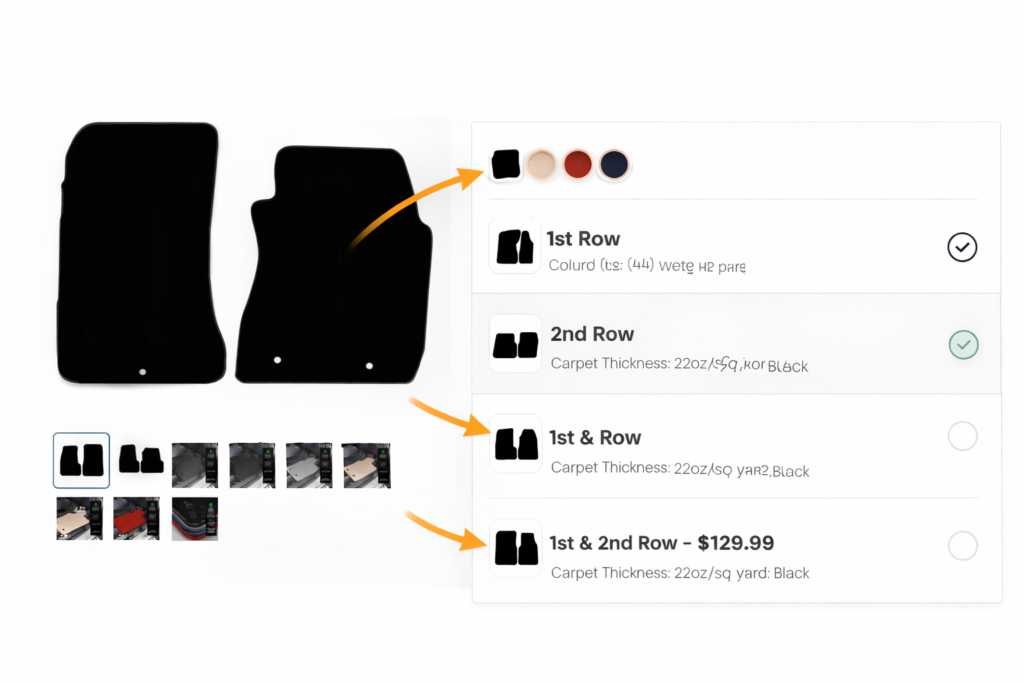 Shopify custom product configurator car mats